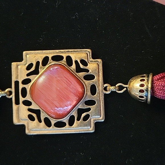 Costume Jewelry Necklace with Purple Stones and Purple Tassels 💜 - Picture 5 of 8